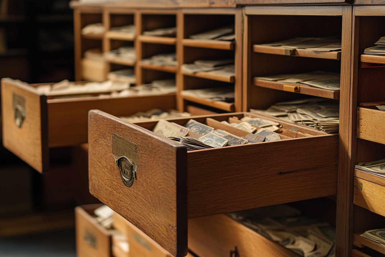 Truist Currency Heritage Society archive room with historical currency collections