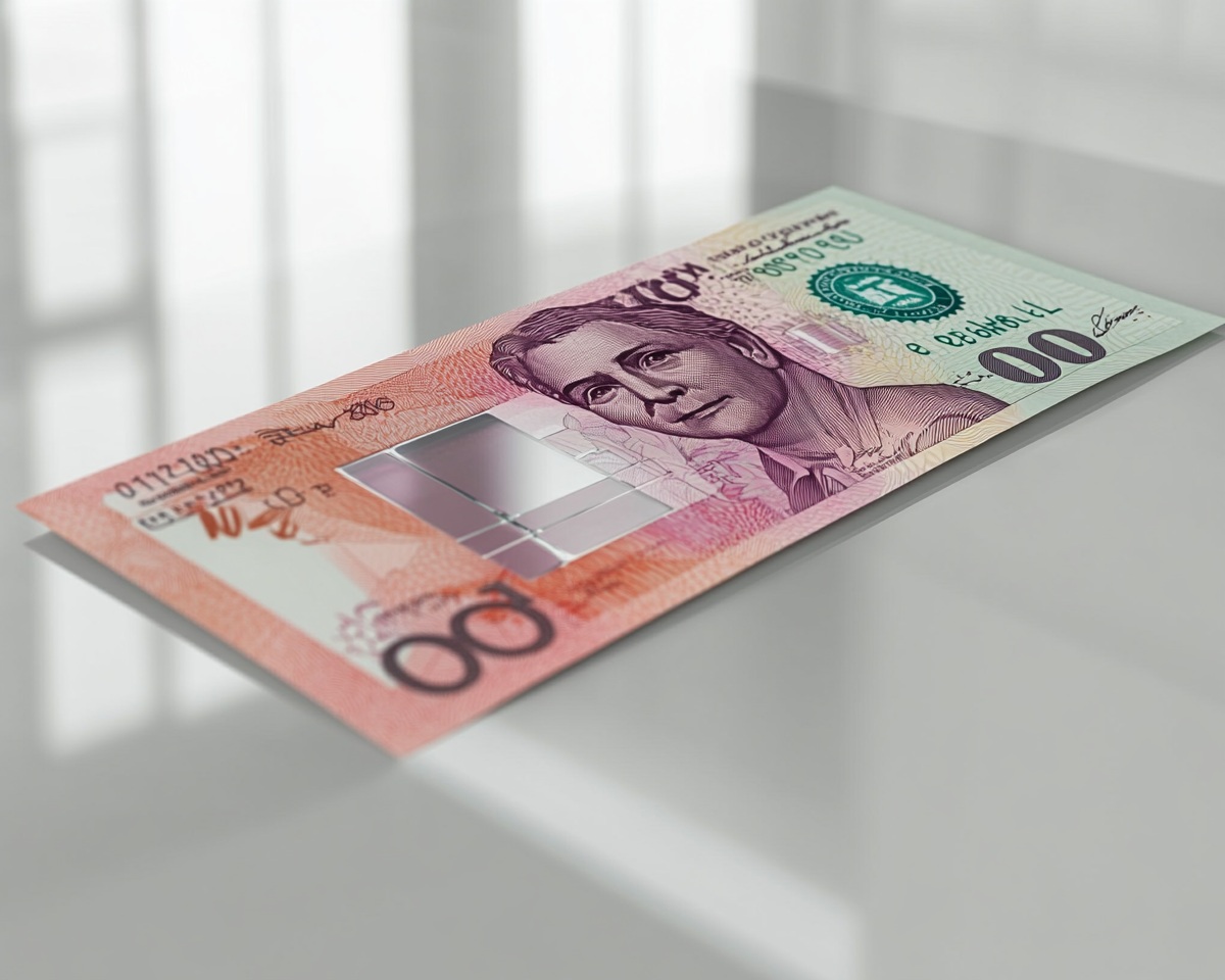 Polymer banknote showing transparency window