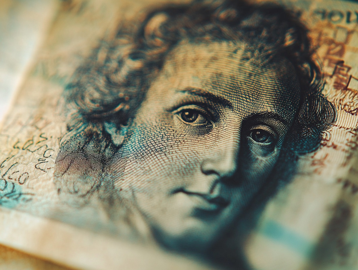 Close-up of watermark security feature in currency