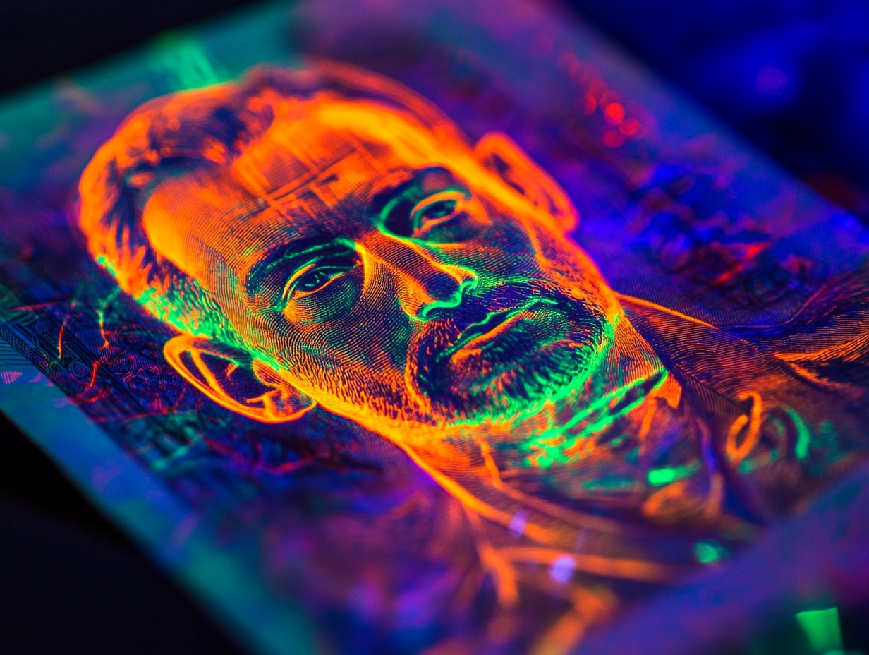 UV fluorescent features under ultraviolet light